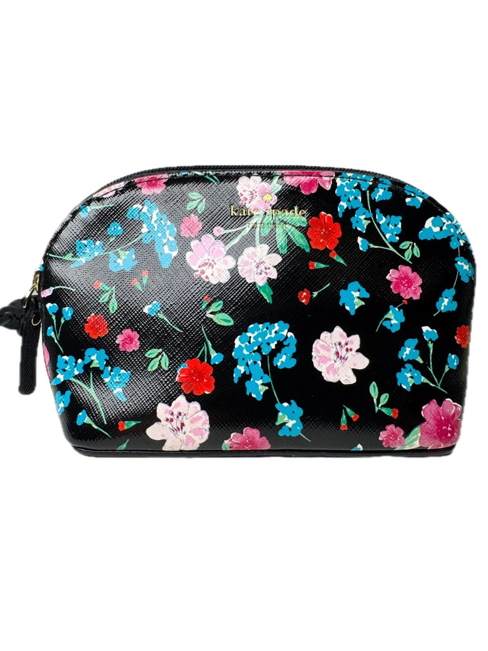 Kate Spade NY Cameron Street Jardin Black Flowers Cosmetic Bag Floral Elegance